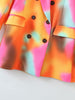 Women Tie-dye Hit Color Double Breasted Blazer Lapel Long Sleeve Loose Jacket Tide Spring Autumn 2022 13T513