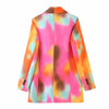 Women Tie-dye Hit Color Double Breasted Blazer Lapel Long Sleeve Loose Jacket Tide Spring Autumn 2022 13T513