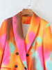 Women Tie-dye Hit Color Double Breasted Blazer Lapel Long Sleeve Loose Jacket Tide Spring Autumn 2022 13T513