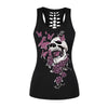 Women Top Tank Black and White Fitness Tops Gothic Skull 3D Printed Beauty Back Hollow Out Sleeveless Slim T Shirts Camisole