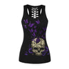 Women Top Tank Black and White Fitness Tops Gothic Skull 3D Printed Beauty Back Hollow Out Sleeveless Slim T Shirts Camisole