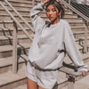 Women Tracksuit Spring Autumn Loose Two Piece Sets Casual Long Sleeve Letter Sweatshirt & Elastic Waist Shorts Female Outfits