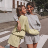 Women Tracksuit Spring Autumn Loose Two Piece Sets Casual Long Sleeve Letter Sweatshirt & Elastic Waist Shorts Female Outfits