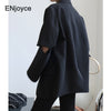 Women Trendy Split Sleeves Lapel Blazer Spring Fall Korean Style Retro Single Breasted Suit Ladies Overcoat Workwear Coat