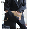 Women Trendy Split Sleeves Lapel Blazer Spring Fall Korean Style Retro Single Breasted Suit Ladies Overcoat Workwear Coat