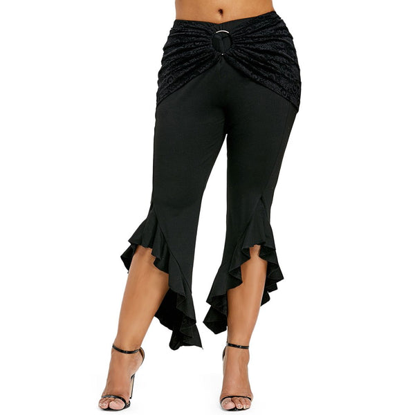 Women Trousers 2022 Fashion Women's Lace Pants Pants with lace detail Mini Skirt Legging Velvet Two Piece Plus Size XL-5XL