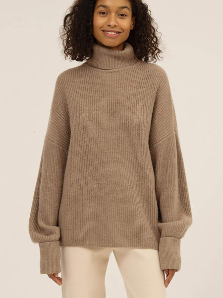 Women Turtleneck Pullover Winter Casual Oversized Knitted Sweater Elegant Loose Long Sleeve Jumpers Female Vintage Knitwear Pull