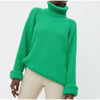 Women Turtleneck Sweater Casual Green Long Sleeve Knitted Pullover Sweaters Female Autumn Winter Elegant Loose Ladies Jumper
