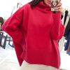 Women Turtleneck Sweater Winter Loose Knitted Sweater Solid Casual Oversized Pullovers Warm Jumper Long Sleeved Sweater Pull