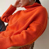 Women Turtleneck Sweater Winter Loose Knitted Sweater Solid Casual Oversized Pullovers Warm Jumper Long Sleeved Sweater Pull