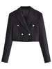 Women Tweed Cropped Blazer Office Coat Vintage Suit Female Outerwear Chic Crop Jacket Veste Femme Za Woman 2023 TRAF Fashion