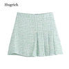 Women Tweed Plaid Blazer 2022 Ladies Vintage England Mini Skirts Suits Streetwear Female Two Piece Set Coat Chic