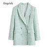Women Tweed Plaid Blazer 2022 Ladies Vintage England Mini Skirts Suits Streetwear Female Two Piece Set Coat Chic