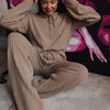 Women Two Piece Sets Hooded Sweater And Elastic Long Trousers Suits Autumn Winter Knitted Sweater 2 Piece Set Streetwear