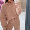 Women Two Piece Sets Hooded Sweater And Elastic Long Trousers Suits Autumn Winter Knitted Sweater 2 Piece Set Streetwear