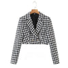Women Two Piece Skirt Sets Casual Plaid Plaid Blazer Skirt Sets Short Jacket Mini Skirt Outfit For Autumn Office