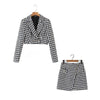 Women Two Piece Skirt Sets Casual Plaid Plaid Blazer Skirt Sets Short Jacket Mini Skirt Outfit For Autumn Office
