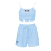 Women Two-piece Clothes Set Butterfly Embroidery Pattern Camisole Elastic Waist Shorts Sets Tracksuit Sportswear Summer Female