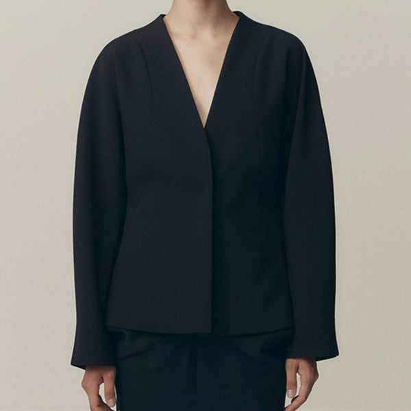 Women V Neck  Coat  Lady  Slim  Simple Hidden Breasted Blazer Jacket  Female Outwear Top 2023 New