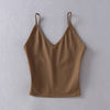 Women V Neck Crop Cami Tops with Deep Spoon Back