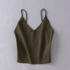 Women V Neck Crop Cami Tops with Deep Spoon Back