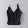 Women V Neck Crop Cami Tops with Deep Spoon Back