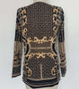 Women V-Neck Geometric Sequined Embroidery Suits Coat Shiny Beaded Pearls Blazers Jacket Slim Long Sleeve Cardigan OL Crop Tops