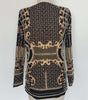 Women V-Neck Geometric Sequined Embroidery Suits Coat Shiny Beaded Pearls Blazers Jacket Slim Long Sleeve Cardigan OL Crop Tops