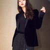 Women Velvet Blazer Coat Tops Black Jackets Autumn office lady Elegant small suit