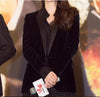 Women Velvet Blazer Coat Tops Black Jackets Autumn office lady Elegant small suit
