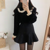 Women Velvet Lace Blouse Shirts Retro Lace Lolita Tops Peter Pan Collar Sweet Chic Vintage Casual All-Match Stylish Blouses