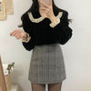 Women Velvet Lace Blouse Shirts Retro Lace Lolita Tops Peter Pan Collar Sweet Chic Vintage Casual All-Match Stylish Blouses