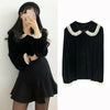 Women Velvet Lace Blouse Shirts Retro Lace Lolita Tops Peter Pan Collar Sweet Chic Vintage Casual All-Match Stylish Blouses