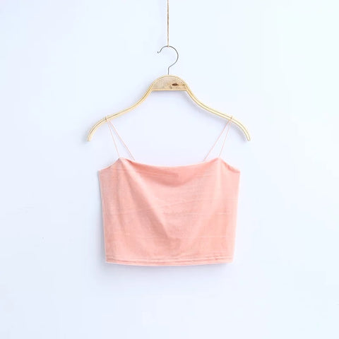 Women Velvet straps Camis Girls' Straps Crop Tops Camisoles