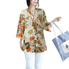 Women Vintage Blouses Floral Leaves Print V Neck Long Sleeve tunics Ladies Shirts Casual Long Tops female Oversized 3XL 4XL 5XL