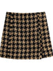 Women Vintage Elegant Tweed Houndstooth Plaid Skirts Suits Cropped Texture Blazer Mini Skirts Ladies Outwear 2 Piece Set