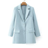 Women Violet Blazer Jacket Casual Work Suit Coat Office Lady Pockets Long Sleeve Suit Blazers Female