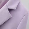 Women Violet Blazer Jacket Casual Work Suit Coat Office Lady Pockets Long Sleeve Suit Blazers Female