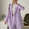 Women Violet Blazer Jacket Casual Work Suit Coat Office Lady Pockets Long Sleeve Suit Blazers Female