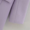 Women Violet Blazer Jacket Casual Work Suit Coat Office Lady Pockets Long Sleeve Suit Blazers Female