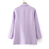 Women Violet Blazer Jacket Casual Work Suit Coat Office Lady Pockets Long Sleeve Suit Blazers Female