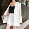 Women White Blazer Long Sleeve Single Button Outwear Oversized Elegant Notch Suit Femme Office Wear Simplicity Blazers Ulzzang