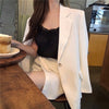 Women White Blazer Long Sleeve Single Button Outwear Oversized Elegant Notch Suit Femme Office Wear Simplicity Blazers Ulzzang