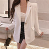 Women White Blazer Long Sleeve Single Button Outwear Oversized Elegant Notch Suit Femme Office Wear Simplicity Blazers Ulzzang