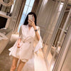 Women White Blazers Design Crystal Tassel Ruffle Sleeve Suit Jacket Thin Section Elegant Ladies Double Breasted Blazer