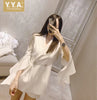 Women White Blazers Design Crystal Tassel Ruffle Sleeve Suit Jacket Thin Section Elegant Ladies Double Breasted Blazer