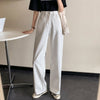 Women White Casual Jeans  2022 Autumn Korean Style All-match Loose High Waist Female Wide Leg Denim Pants T012