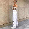 Women White Jeans Big Holes Ripped Taseel Denim Casual Pants High Waist Club Streetwear Comfortable Girls Jeans