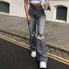 Women White Jeans Big Holes Ripped Taseel Denim Casual Pants High Waist Club Streetwear Comfortable Girls Jeans