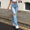 Women White Jeans Big Holes Ripped Taseel Denim Casual Pants High Waist Club Streetwear Comfortable Girls Jeans